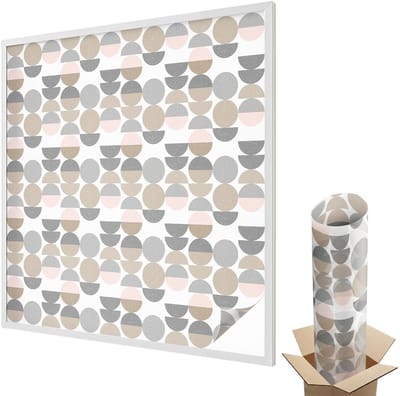 Wallfluent Glas in Lood Raamfolie - Geometrische patronen Glas in Lood Folie - 100x100 cm - Beige Plakfolie Raam Glas in Lood - Decoratieve Plakfolie Glas in Lood - Voor de woonkamer, voor het kantoor, voor de hal - Glas in Lood Folie voor Raam