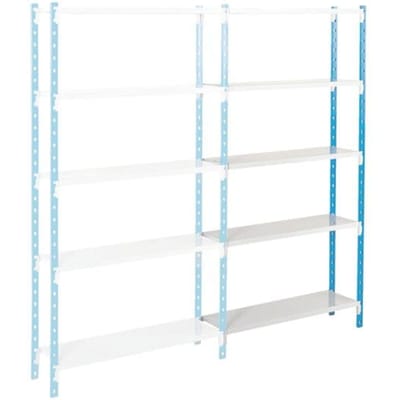 Universele legbordstelling, aanbouwsectie, 5 legborden van plaatstaal, draagvermogen 125 kg, B 1000 x H 2000 x D 400 mm