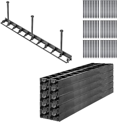 KADAX Gazonrand, 45 mm, 20 stuks + 60 spijkers, bloembedrand van kunststof, gazonafsluiting met kliksysteem, borderrand, borderrand (zwart, set C)