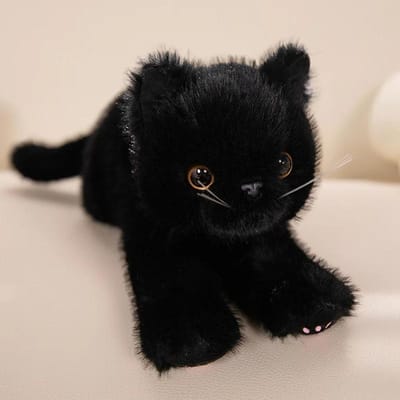 Nieuwe Leuke Simulatie Kat Pluche Speelgoed Zacht Gevuld 5 Kleuren Kitten Model Nep Kat Realistisch Dieren Kinderen Meisjes Valentijnsdag Cadeau 40cm Including tail zwart