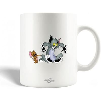Mug en Céramique - Tom et Jerry - Ancre - 30cl - Compatible Lave-Vaisselle - Blanc