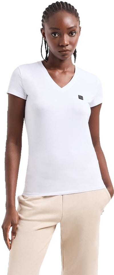 Armani Exchange Xw000105_af11929 T-shirt Met Korte Mouwen En V-hals Wit XS Vrouw