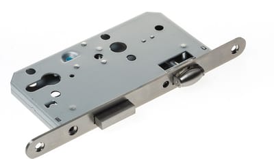 Rolschootslot PC72, afgeronde voorplaat roestvaststaal afmeting 235x20x3mm, doornmaat=60mm, schoot is omkeerbaar