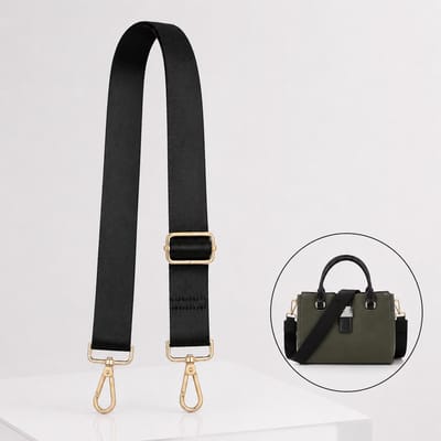 Luxamore® Bag Strap Zwart – Verstelbare Tassenriem – Brede Schouderriem Dames 3,8 cm – Goudkleurige Metalen Haken – Universele Tasriem voor Handtas, Schoudertas en Crossbodytas