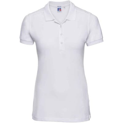 Russell Dames/Dames Piqué Stretch Poloshirt (Wit)