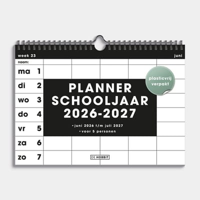 Hobbit - Familieplanner 2026-2027 - A4+ (22 x 29,7 cm) - Familie kalender - Spiraal gebonden - 5 personen - Basic