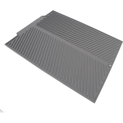 Tapis de Séchage Vaisselle en Silicone 485x405mm Résistant à la Chaleur Antidérapant Coussin d'Égouttement pour Comptoir de Cuisine pour la Maison gris