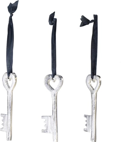 Decoratieve sleutel zilveren decoratieve hanger metaal 6x11cm 3st, 3 S