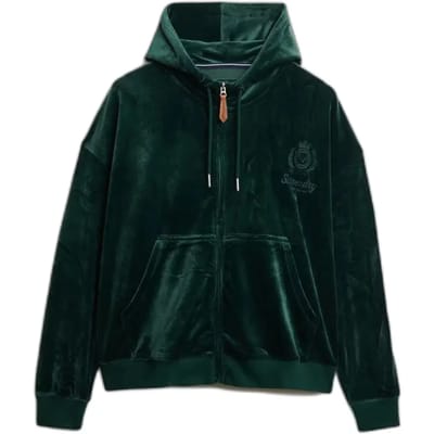 Dames hoodie met ritssluiting van velours Superdry Country Club