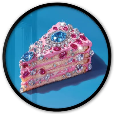 Poster in lijst Rond - Fotolijst 40x40 cm - Posters - Taart - Edelstenen - Glitters - Roze - Ronde posterlijst zwart - Decoratie - Wanddecoratie woonkamer - Muurdecoratie slaapkamer