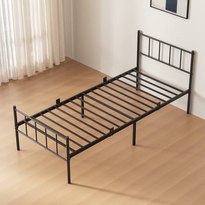 KUTAS Metalen Bedframe - Metaal Bed 90 x 200 cm - Grote Opbergruimte - met latten bedbodem - eenpersoonsbed -Bedframe voor slaapkamer en logeerkamer