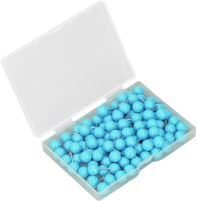 SPHProducts - Push Pins - Decoratieve Markering - Blauw - Ideaal voor Kaarten - Duurzaam en Gebruiksvriendelijk - Voor Cork Boards - 100 Stuks