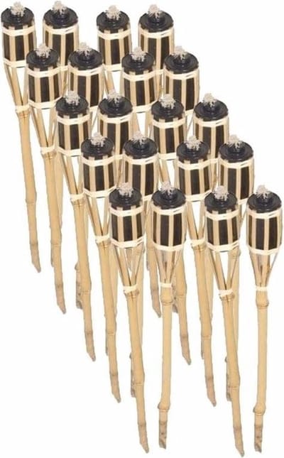 Tuinfakkels voor lampenolie - 20x stuks - 60 cm - bamboe hout - buiten - navulbaar - met insteekpunt