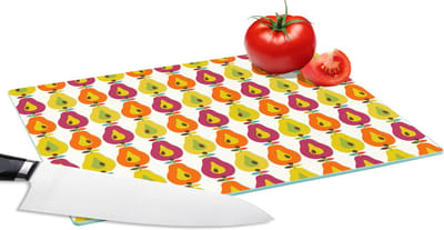 Glazen Snijplank - 28x20 - Retro - Design - Peer - Fruit - Snijplanken Glas