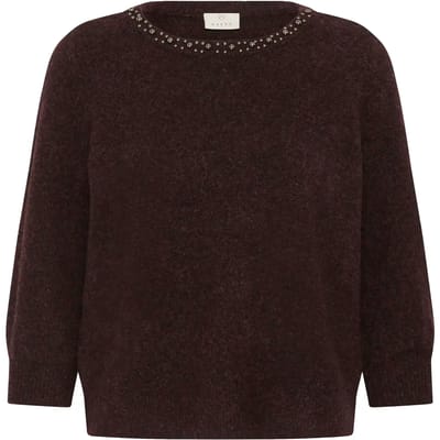 Kaffe KAselly Pullover Dames Trui - Fudge Melange
