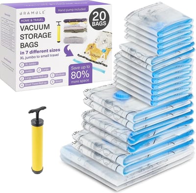 Premium Vacuümzakken voor Efficiënte Opslag en Reizen - Ruimtebesparende Compressiezakken, Waterdicht en Herbruikbaar (20 Stuks)