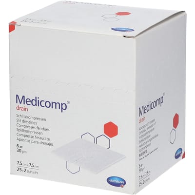 Hartmann Medicomp Drain Steriel Kompres 6 Lagen 7.5 x 7.5cm 421533 50 Compressen