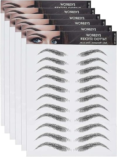 Waterproof en Langdurige Wenkbrauw Tattoo Stickers, 4D Haarachtige Effecten, Peel-Off Wenkbrauwstickers voor Vrouwen, 6 Vellen (Zwart)