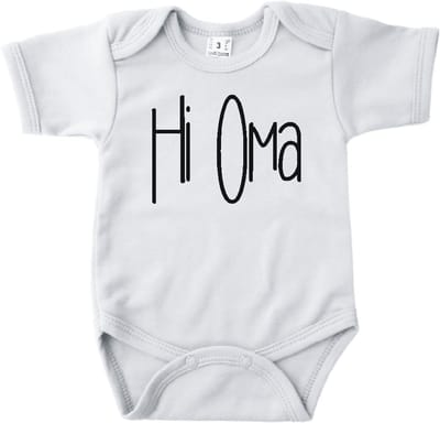 Baby romper met tekst zwangerschap aankondiging | Hi Oma | wit |korte mouw | maat 56 cadeautje zwangerschap aankondiging bekendmaking | Cadeautje 100% katoen.