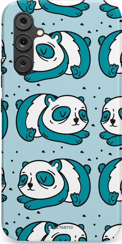Casetastic hoesje geschikt voor Samsung Galaxy A34 (2023) 5G - Dubbellaagse bescherming - Panda dromen - Fashion Case - Lichtgrijs Petrol Wit