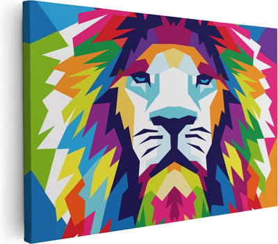 Artaza Canvas Schilderij Dierenkop Leeuw - 30x20 cm - Klein - Wanddecoratie Woonkamer - Muurdecoratie Abstract - Schilderijen Op Canvas