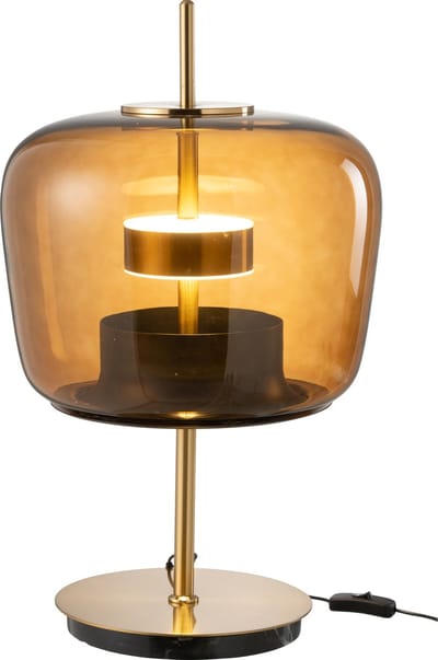 J-Line tafellamp - glas - bruin - LED lichtjes