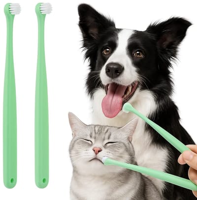 Set van 2 Dieren Tandenborstels I Tandenborstel Voor De Hond & Kat I Vingertandenborstel I Tandverzorging Hond I Tandverzorging Kat I Gebitsverzorging Dier I Groen