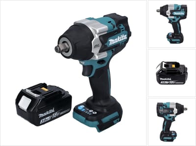 Makita DTW 700 F1 accu slagmoersleutel 18 V 700 Nm 1/2" XPT Borstelloos + 1x oplaadbare accu 3.0 Ah - zonder oplader