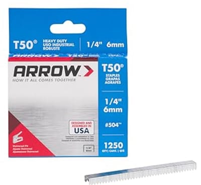 Zware T50-nietjes 0,64 cm pootlengte voor bekleding en meubels - 1250 stuks