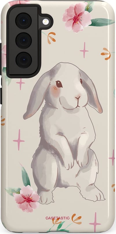 Casetastic Hoesje Geschikt voor Samsung S21 FE - Stijlvolle Beschermende Duo-layer Case - Klein konijntje