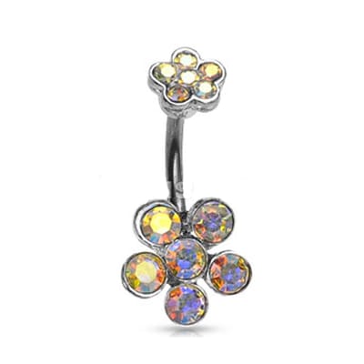 Navelpiercing dubbele bloem - zilver multi - LMPiercings