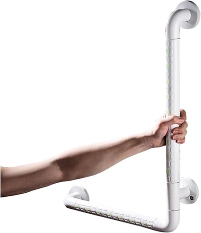 Steunbeugel Badkamer - Veiligheidsbeugel Toilet - Voorkomt Uitglijden - Lichtgevend Ontwerp - L-vorm - Lichtgroen