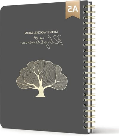 A5 Afspraakplanner in Grijs Eikenpatroon met Ruimte voor Notities en Agenda Functies