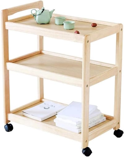 Houten Serveerwagen - Dienblad op wielen - Dranken serveren - 3 Niveaus - Niet gespecificeerd - Houtkleur