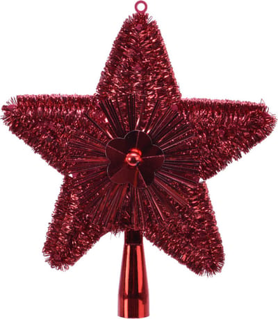 Kerstboom piek - ster - rood - kunststof - 23 cm - kerstversiering