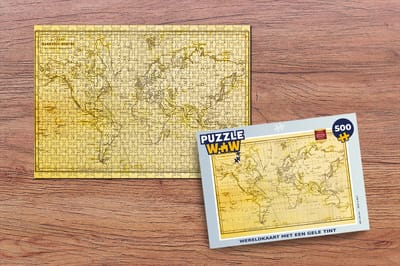 Puzzel Wereldkaart - Vintage - Geel - Legpuzzel - Puzzel 500 stukjes