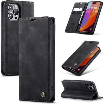 CaseMe Hoesje - Geschikt voor iPhone 16 Pro Hoesje - CaseMe 013 Book Case - Zwart
