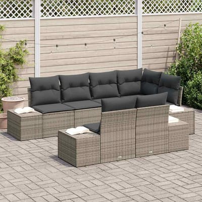 vidaXL - Tuinbank - Set - 7 - st - Grijs - poly - rattan