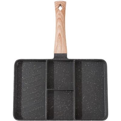 Verdeelde Grill Maifan Steen Coating Aluminium Gelijkmatige Verhitting Anti-aanbak Multifunctioneel 4 Secties zwart