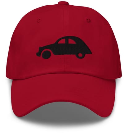 De2pktjes - Stijlvolle 2CV Pet met Geborduurd Design (VOOR en ACHTER) – Een Klassevolle Knipoog naar de Klassieker