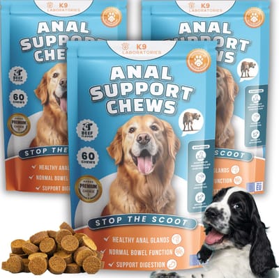 K9 Laboratories - Anal Gland Support - Honden - Anaalklieren Hond Supplement, Bij Sleetje Rijden en Verstopte Anaalklier - 100% Natuurlijk - 180 Stuks