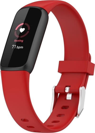 By Qubix - Compatible Fitbit bandje - Geschikt voor fitbit luxe bandje - Sportbandje met gesp - Maat: Small - Rood Smartwatchbandje horlogeband polsband Armband Strap Band Watchband