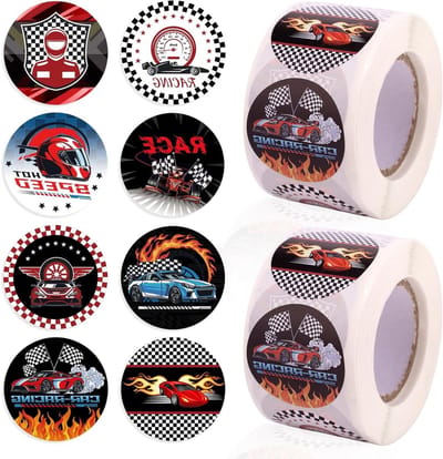 Race Stickers Set van 1000 Stuks, Zelfklevende Stickers voor Racen, Feestdecoratie en Voertuigen