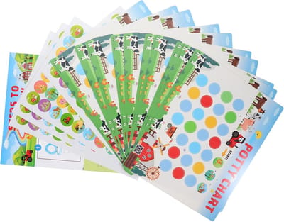 Zindelijkheidstrainingsstickers - Potjestraining Stickers - Kinderen Leren Plassen - Inclusief Kaarten en Handleiding - 26 x 21 cm - Multi