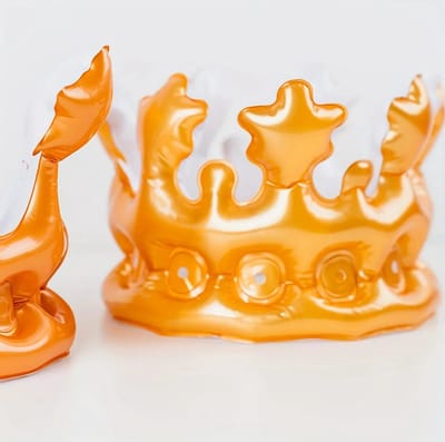 2x (Duo Pack) Opblaasbare Oranje Kroon + 1 GRATIS Opblaasbare Hulk Hand - Koningsdag - Euro Cup - Voetbal/Football - Nederlands elftal - Fan Item - Versiering - Festival - Formule 1 - Vrijgezellenfeest - Dutch Orange - Orange Crown - Koning - KNVB