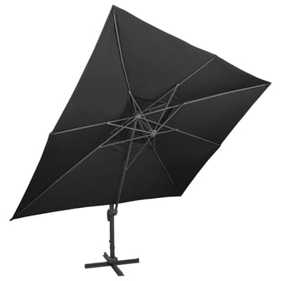 vidaXL - Zwevende - parasol - met - dubbele - bovenkant - zwart - 400x300 - cm