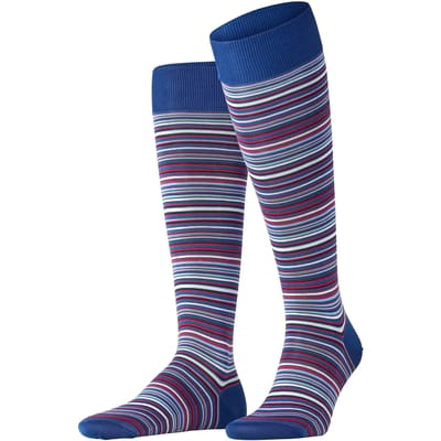 FALKE Microblock fijn elegant heldere kleuren katoen kniekousen heren blauw - maat 41-42
