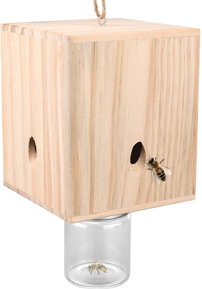 Dailygoods- Bijenval Houten Insectenval - Hangende Bijenval - Glazen