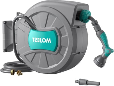 Intrekbare tuinslanghaspel - Wandslanghaspel - Automatisch oprollen - 180 graden draaibaar - 80ft - Donkergrijs