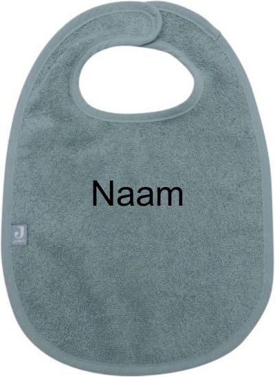 Jollein Slabbetje Badstof met naam - Sea Green - gepersonaliseerd kraam cadeau - cadeautje met naam - geborduurd